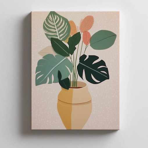 Roślina w doniczce Boho, 40x50 cm, bez ramy, płótno premium na blejtramie