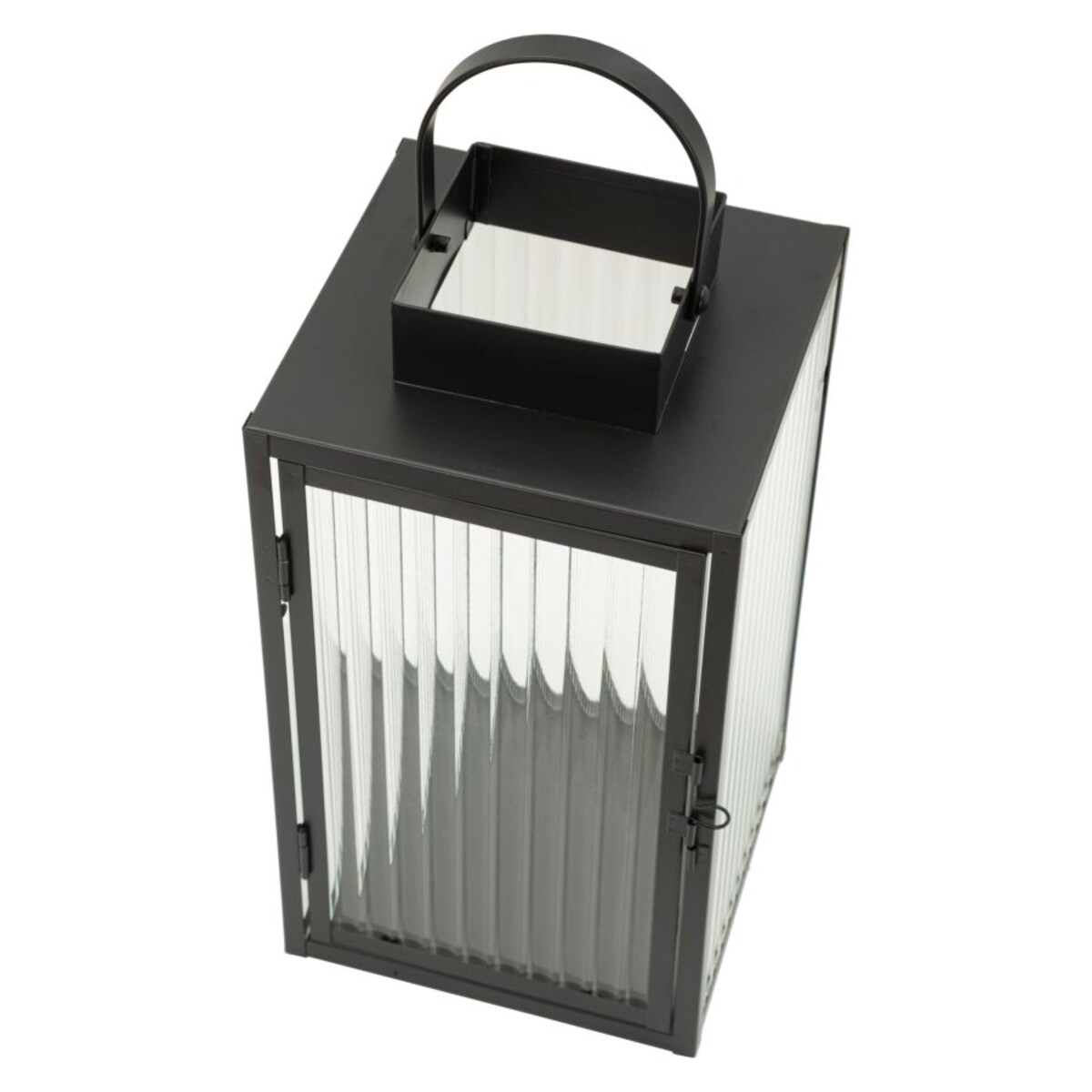 Lampion dekoracyjny Simply, kolor czarny, metal i szkło, 15,5 x 15,5 x 28,5 cm, styl nowoczesny, dekoracja do salonu, Mauro Ferretti