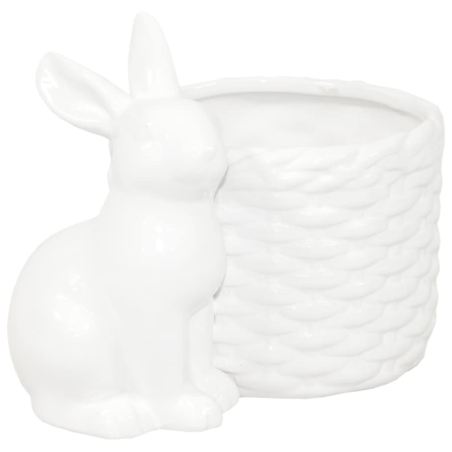 Zajączek siedzący przy koszyczku 12x16x11 cm RESTO - II