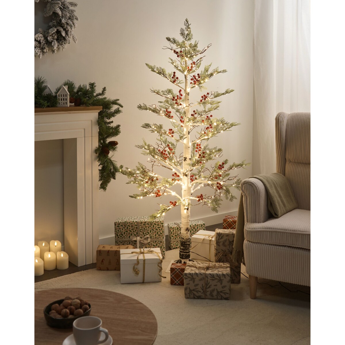 Dekoracja ogrodowa LED VASSLEN 160 cm Choinka Biały