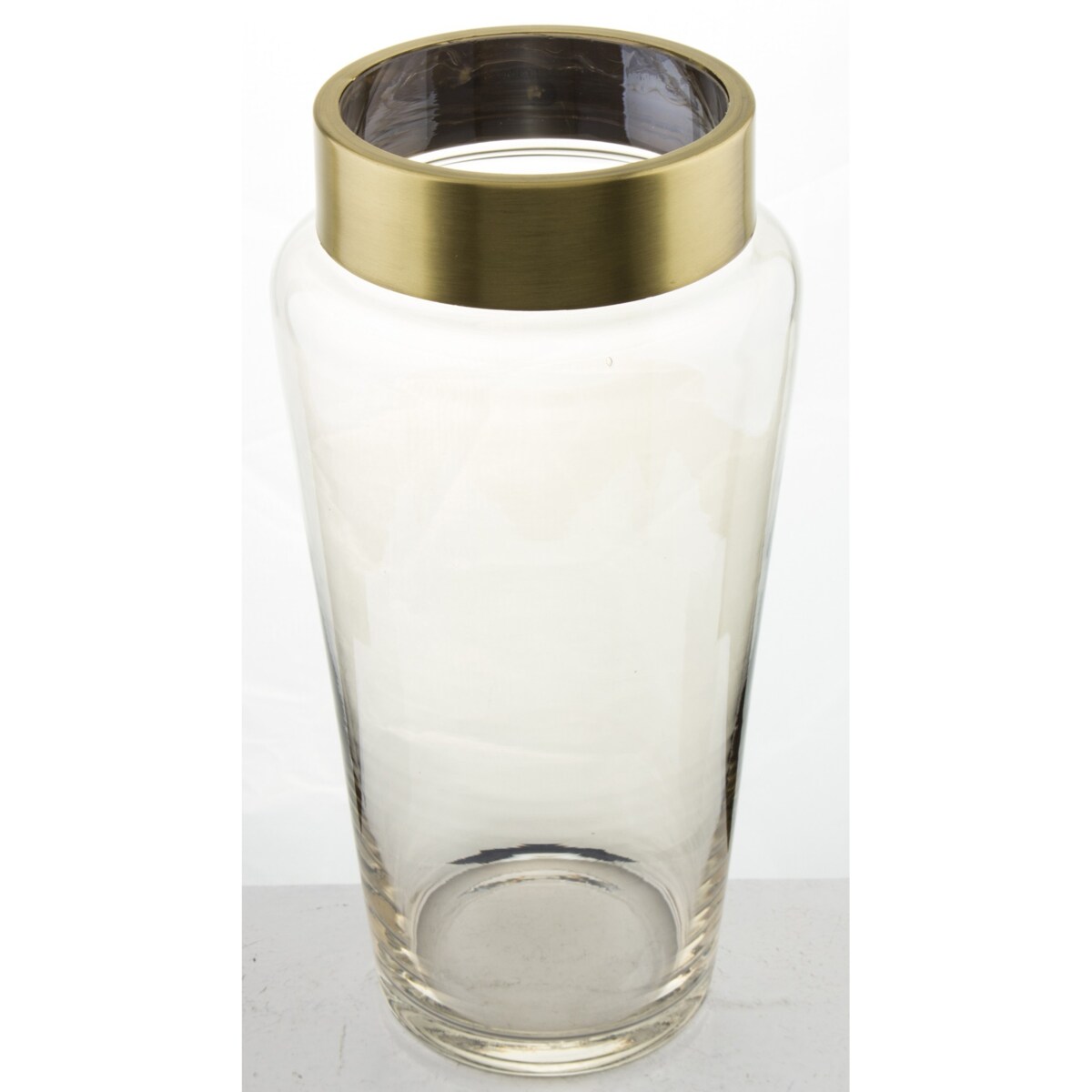 Wazon szklany szampański ze złotym pasem 25x12,5x12,5 cm