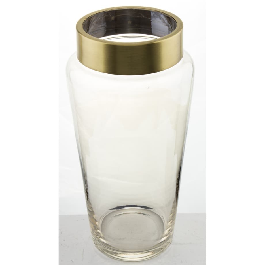 Wazon szklany szampański ze złotym pasem 25x12,5x12,5 cm