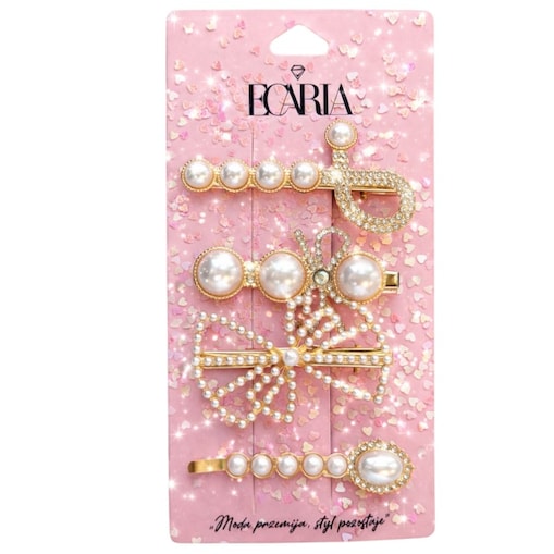 Zestaw pakiet 4w1 spinek wsuwek do włosów, białe, perły, kwiat, kokarda SP458