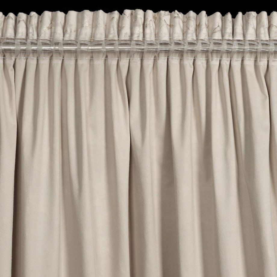 Zasłona Na Taśmie Welwetowa 140x270 DORIS beż+złoty Eurofirany Haczyki