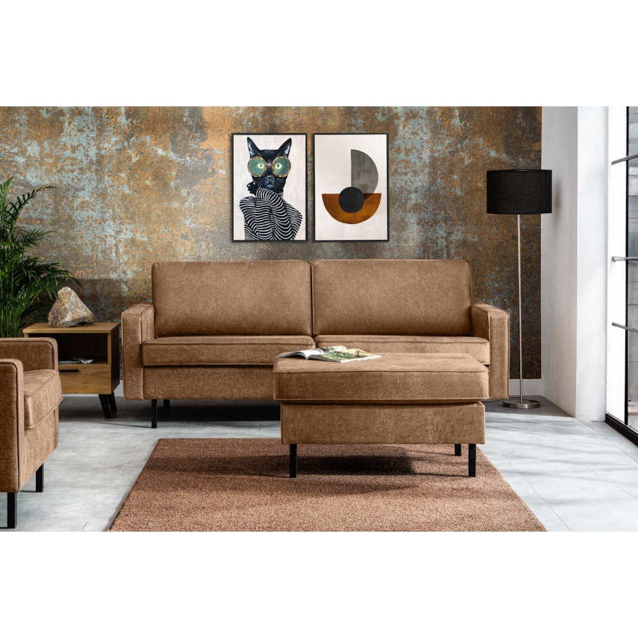 KONSIMO INVIA Sofa w stylu loftowym 3-osobowa kolor brązowy