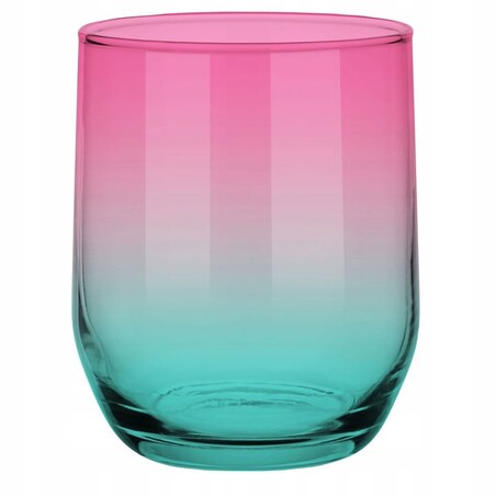 Kolorowa Szklanka 300 ml Turkusowo Różowa na Drinki Wodę Sok Napoje Ozdobna