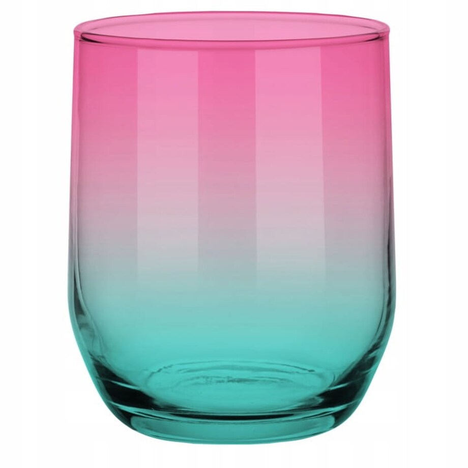 Kolorowa Szklanka 300 ml Turkusowo Różowa na Drinki Wodę Sok Napoje Ozdobna