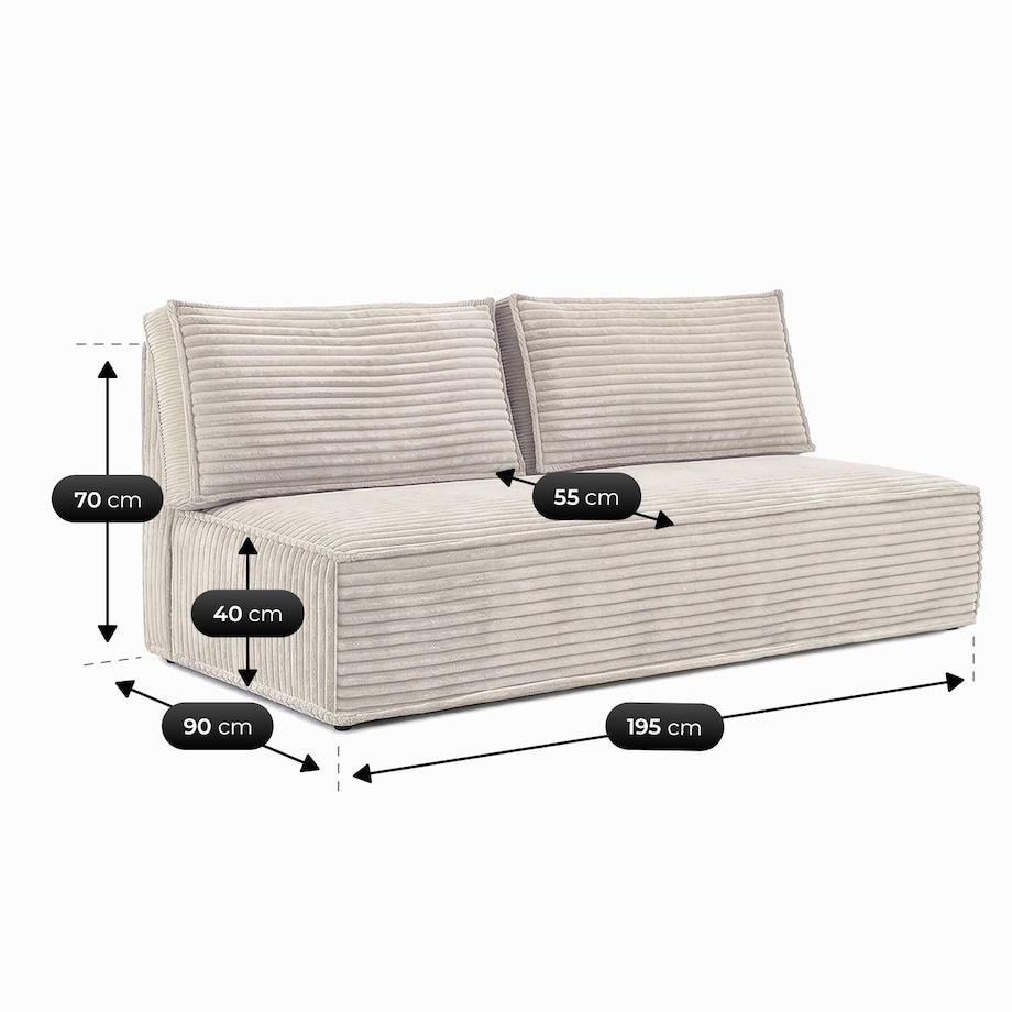 Kanapa Rozkładana z Funkcją Spania Sofa Dwuosobowa Do Salonu Beżowa MAVIA