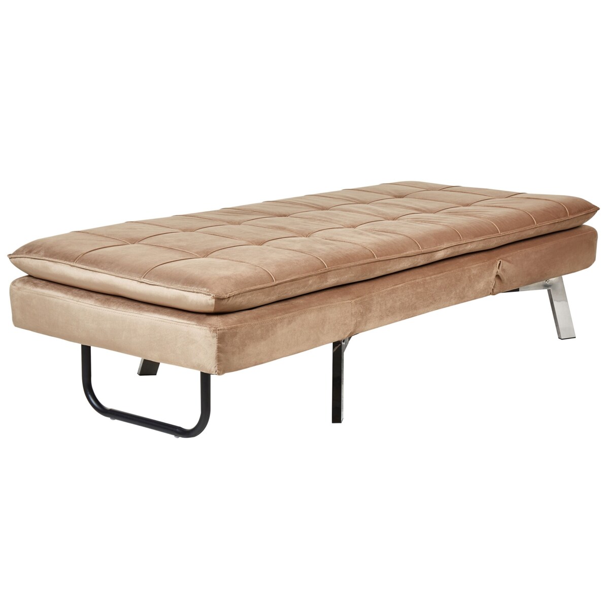 Szezlong welurowy rozkładany jasnobrązowy LOIRET