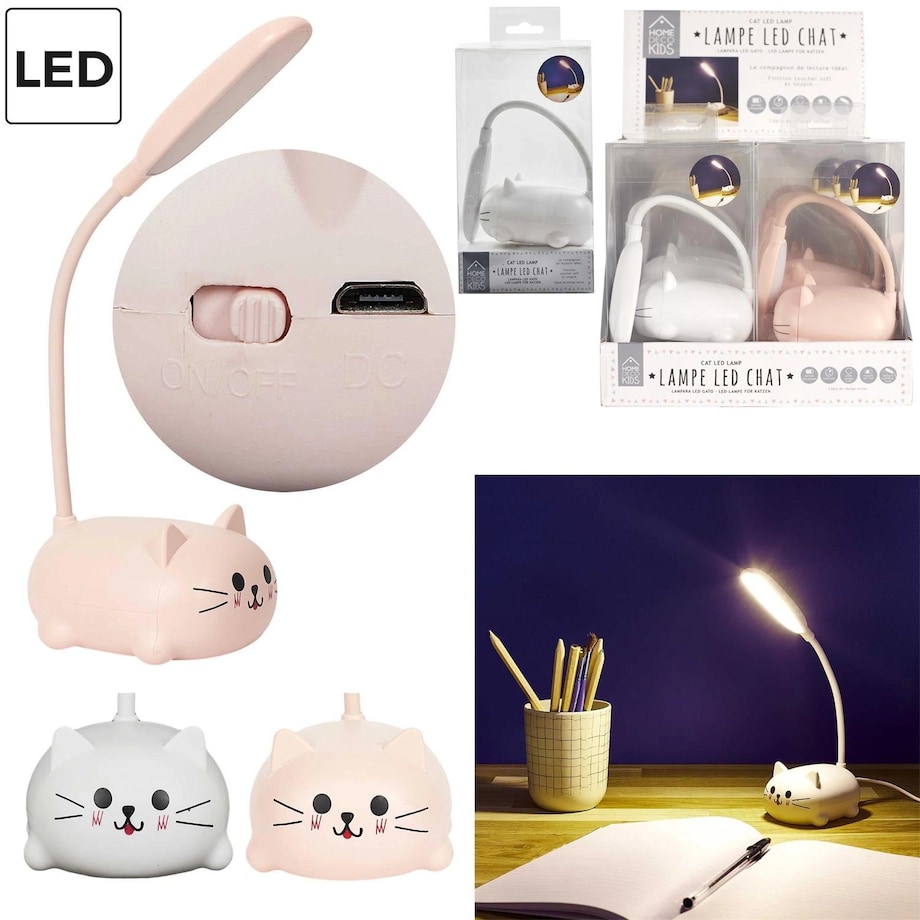 Lampka LED dla dzieci 21x8,5x11 cm KITTY różowa