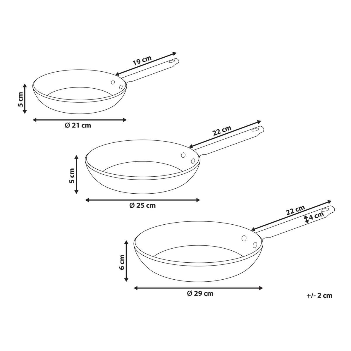 Zestaw 3 patelni ELITE PRO Złamana biel