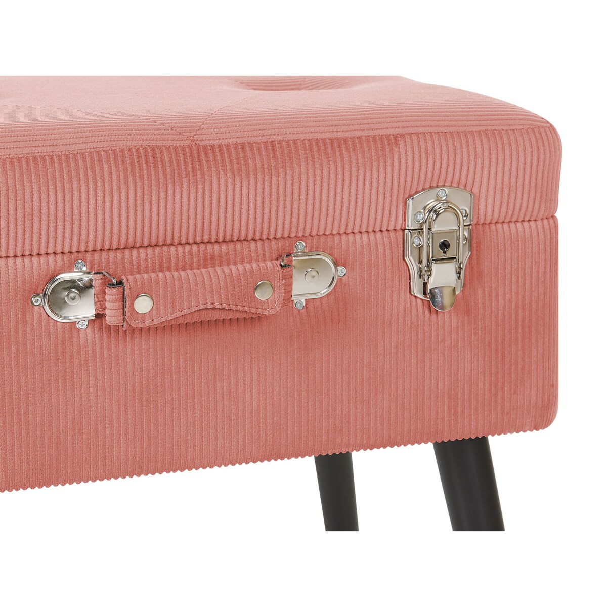 Stołek ze schowkiem sztruksowy różowy MALLARD