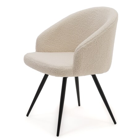 Krzesło tapicerowane obrotowe boucle teddy do salonu MODENA jasnobeżowe