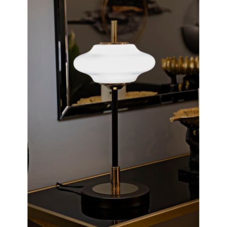 Lampa stołowa Vintage, kolor złoty, czarny i biały, żelazo i szkło, 22 x 22 x 46 cm, 1 x E14, do salonu i sypialni, Mauro Ferretti