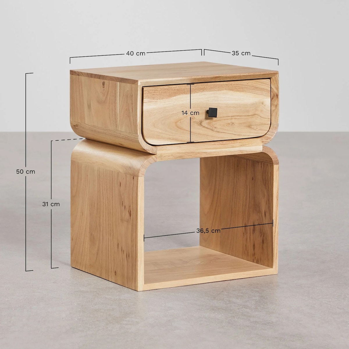 Szafka stolik nocny drewno mango, brązowy, Ferni, 40x35 cm