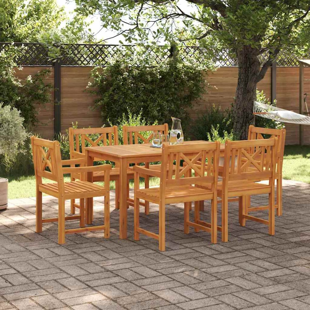 vidaXL Zestaw do jadalni w ogrodzie 7 pcs Brązowy lite drewno akacjowe