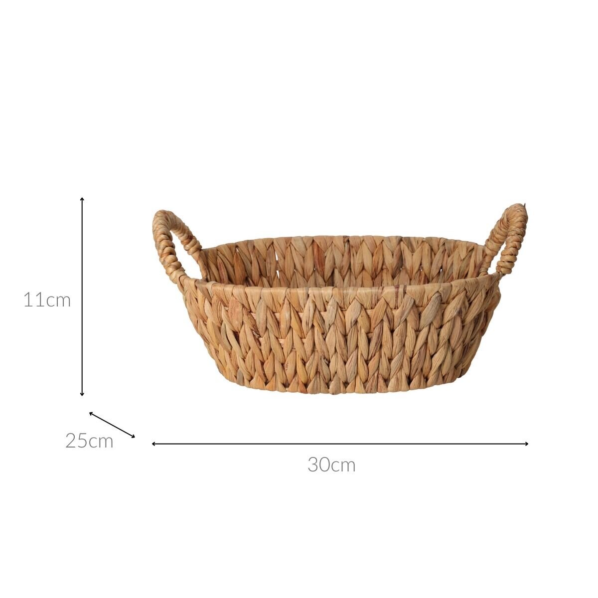 Koszyk na chleb pleciony z hiacyntu wodnego BRAID, z uchwytami, 30 x 25 cm