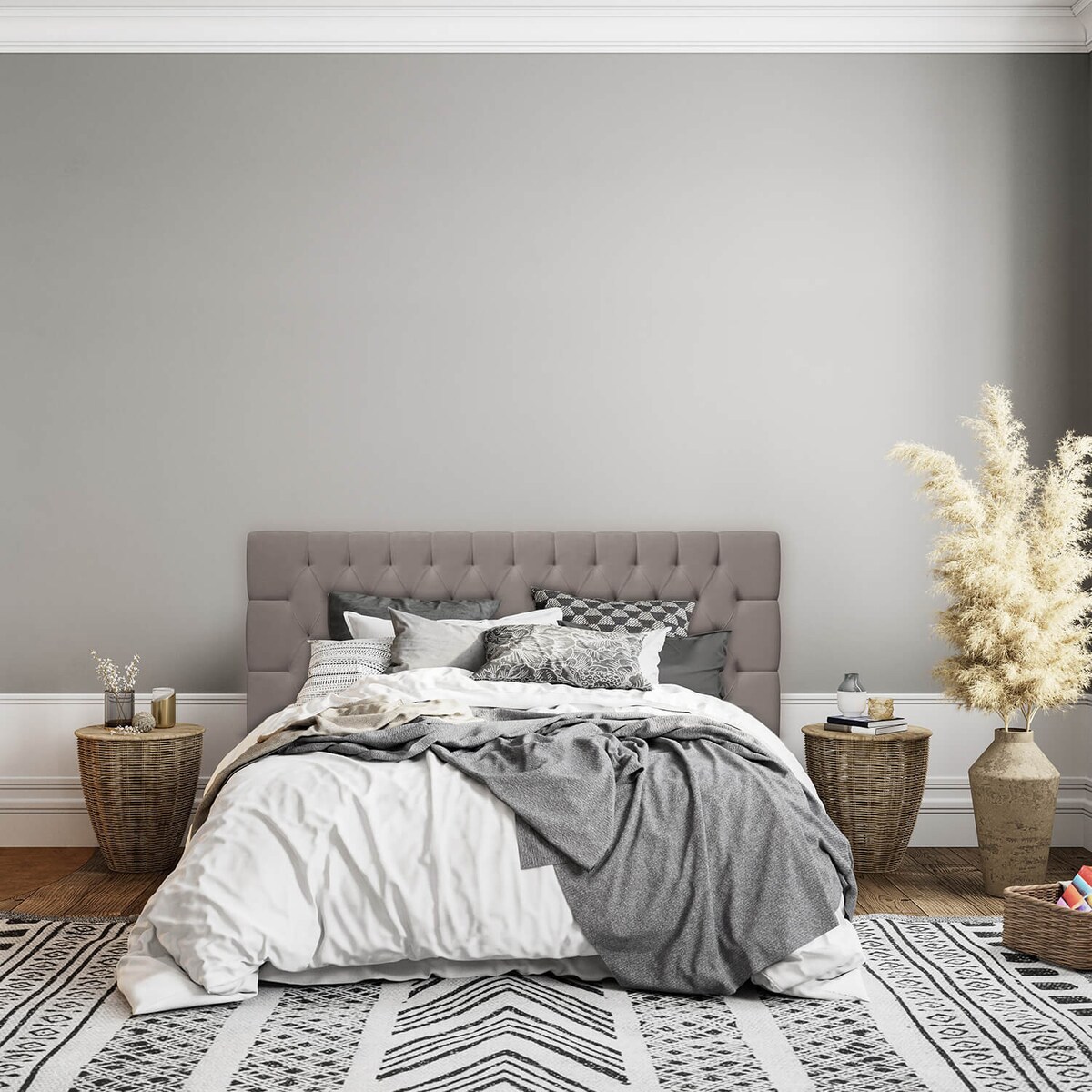 Łóżko kontynentalne ANNETTE 200x200 z pojemnikiem, Taupe, tkanina Magic Velvet 2209