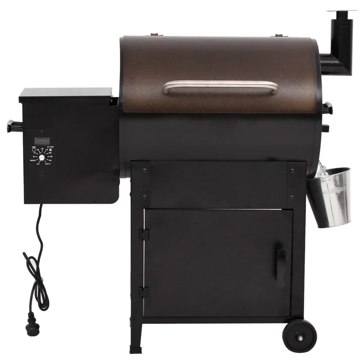 vidaXL Grill na pellet z kominem, czarny, 104 cm, żelazo