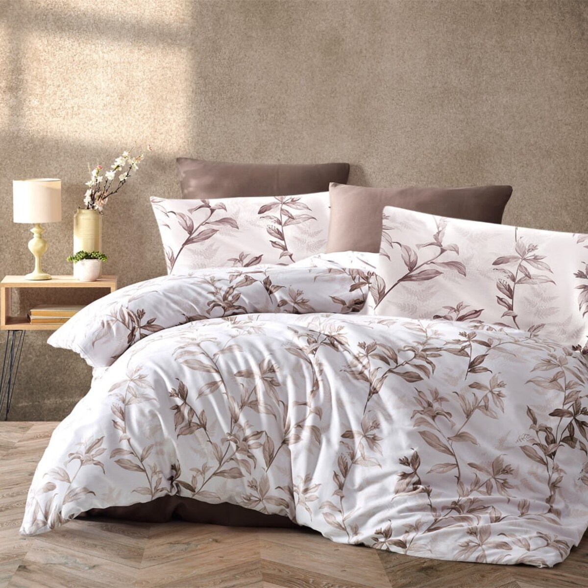 Pościel satynowa 160x200 Mass-1 w dekoracyjne kwiaty Luxury