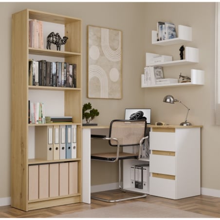 Biurko narożne Nicea prawe Artisan/Biel 120x48,5x75 1 szt.