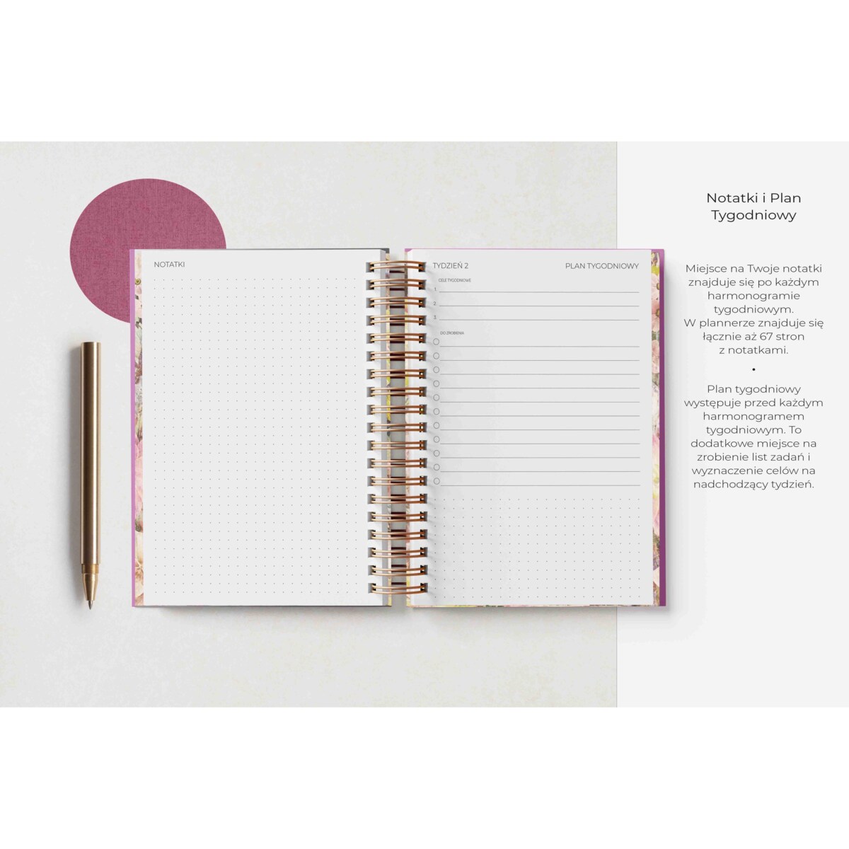 Planner dzienny na spirali 2025 – Poema Rosado
