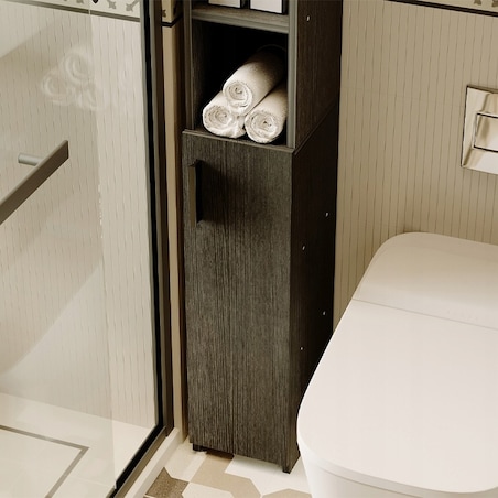 Regał łazienkowy stojący szafa czarny loft szafka półka słupek wysoki 182cm