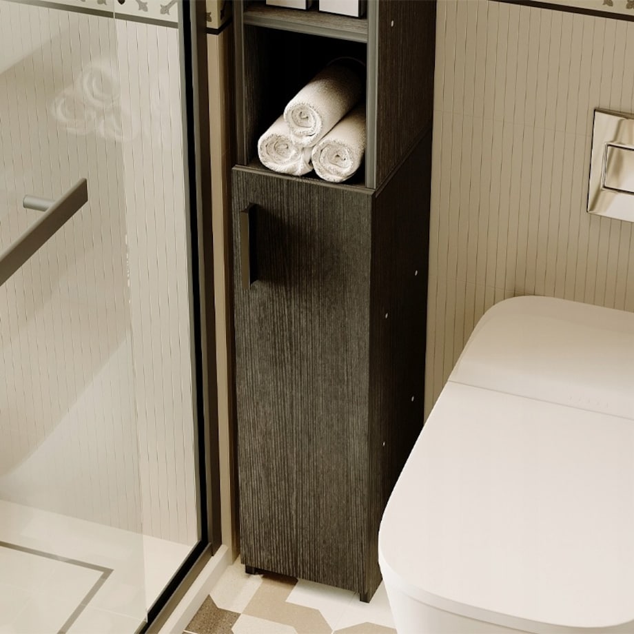 Regał łazienkowy stojący szafa czarny loft szafka półka słupek wysoki 182cm