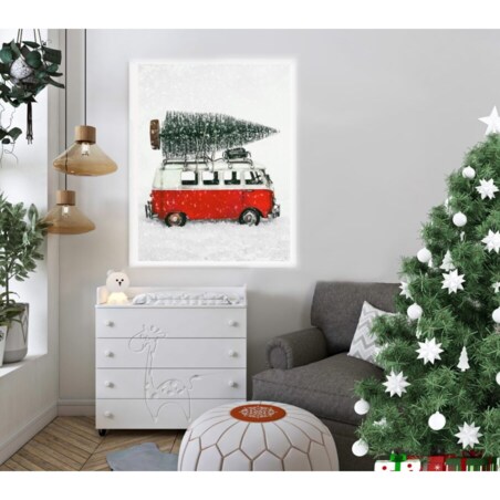 Poster Story, Plakat, Obraz - Van z Choinką w Śniegu, wymiary 42 x 60 cm