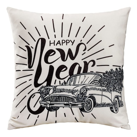 Poszewka dekoracyjna świąteczna 43x43 biała, Happy New Year