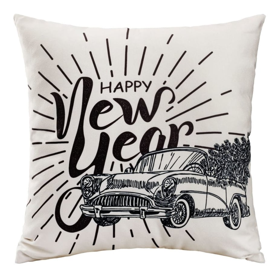 Poszewka dekoracyjna świąteczna 43x43 biała, Happy New Year