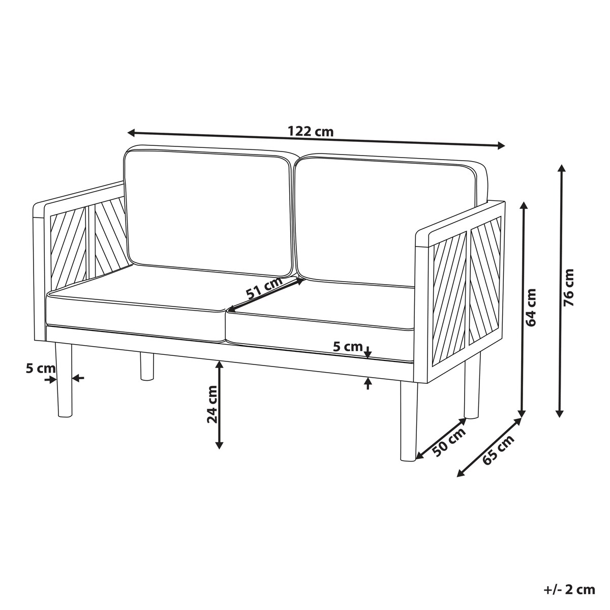 Sofa ogrodowa dla 2 osób BARATTI Drewno akacjowe Brązowy