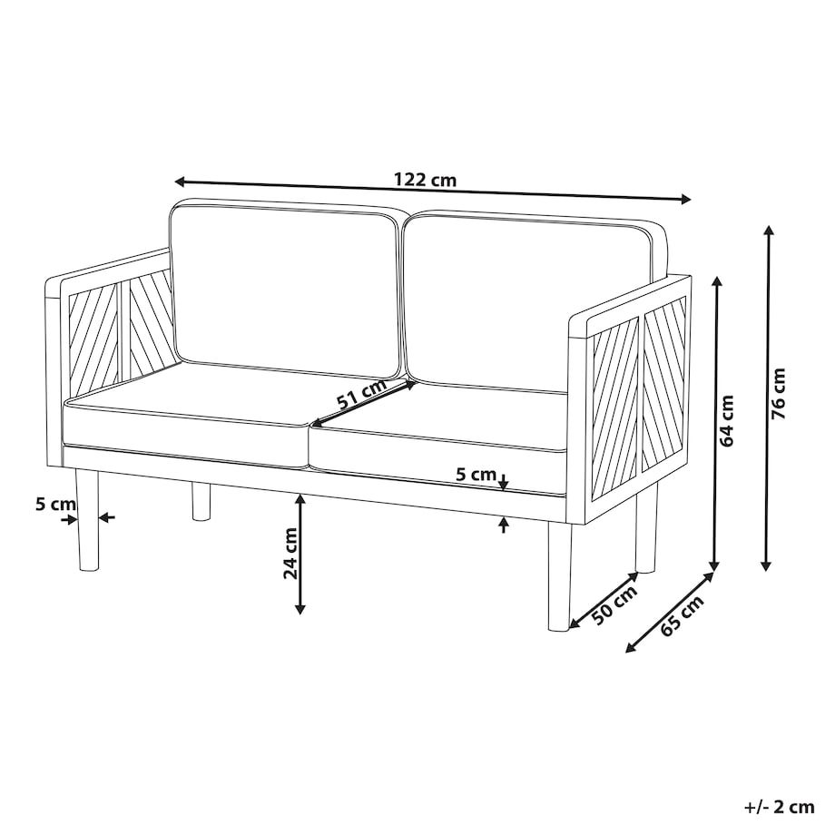 Sofa ogrodowa dla 2 osób BARATTI Drewno akacjowe Brązowy