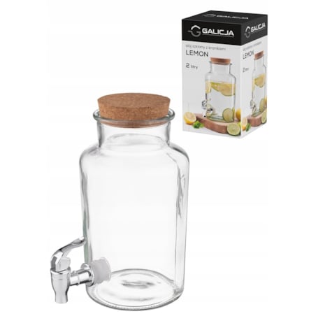 SŁÓJ Z KRANIKIEM 2 L NA NAPOJE lemoniada grill piknik ogród dom impreza
