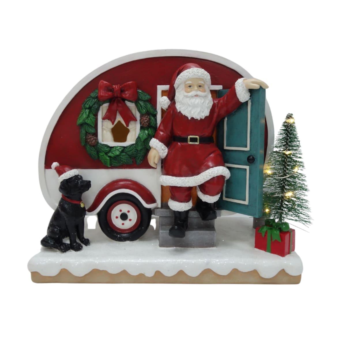 Dekoracja świąteczna 19,8x24x13,5 cm Mikołaj w przyczepie LED