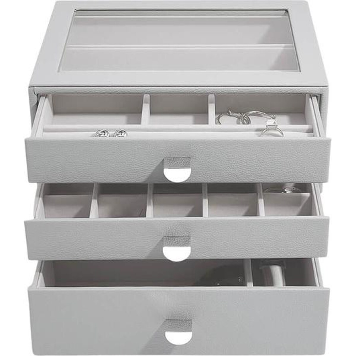 Szkatułka na biżuterię Stackers classic kamienna szarość z 3 szufladami