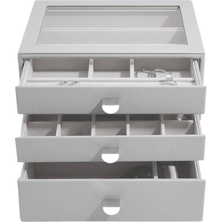 Szkatułka na biżuterię Stackers classic kamienna szarość z 3 szufladami