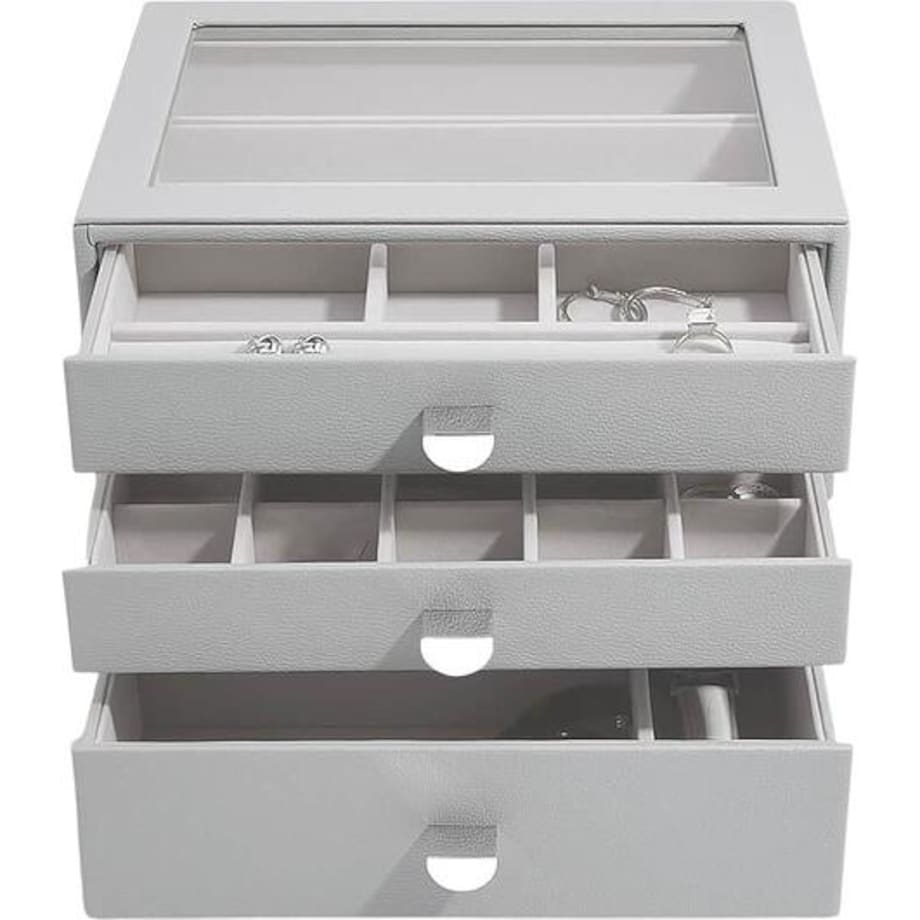 Szkatułka na biżuterię Stackers classic kamienna szarość z 3 szufladami