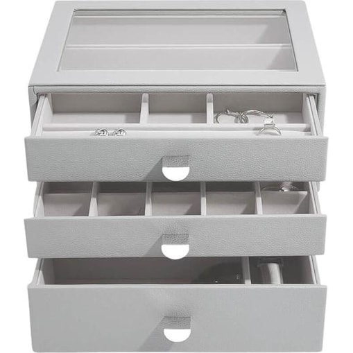 Szkatułka na biżuterię Stackers classic kamienna szarość z 3 szufladami
