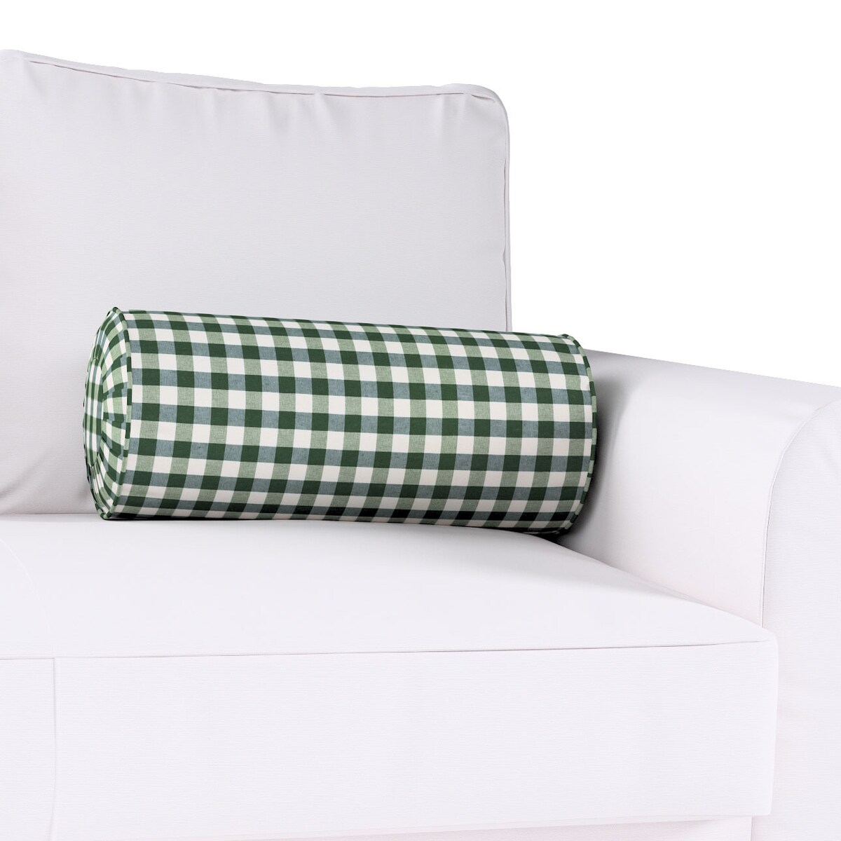 Poduszka wałek z zakładkami, zielono-biała kratka (1,5x1,5cm), Ø20 x 50 cm, Christmas
