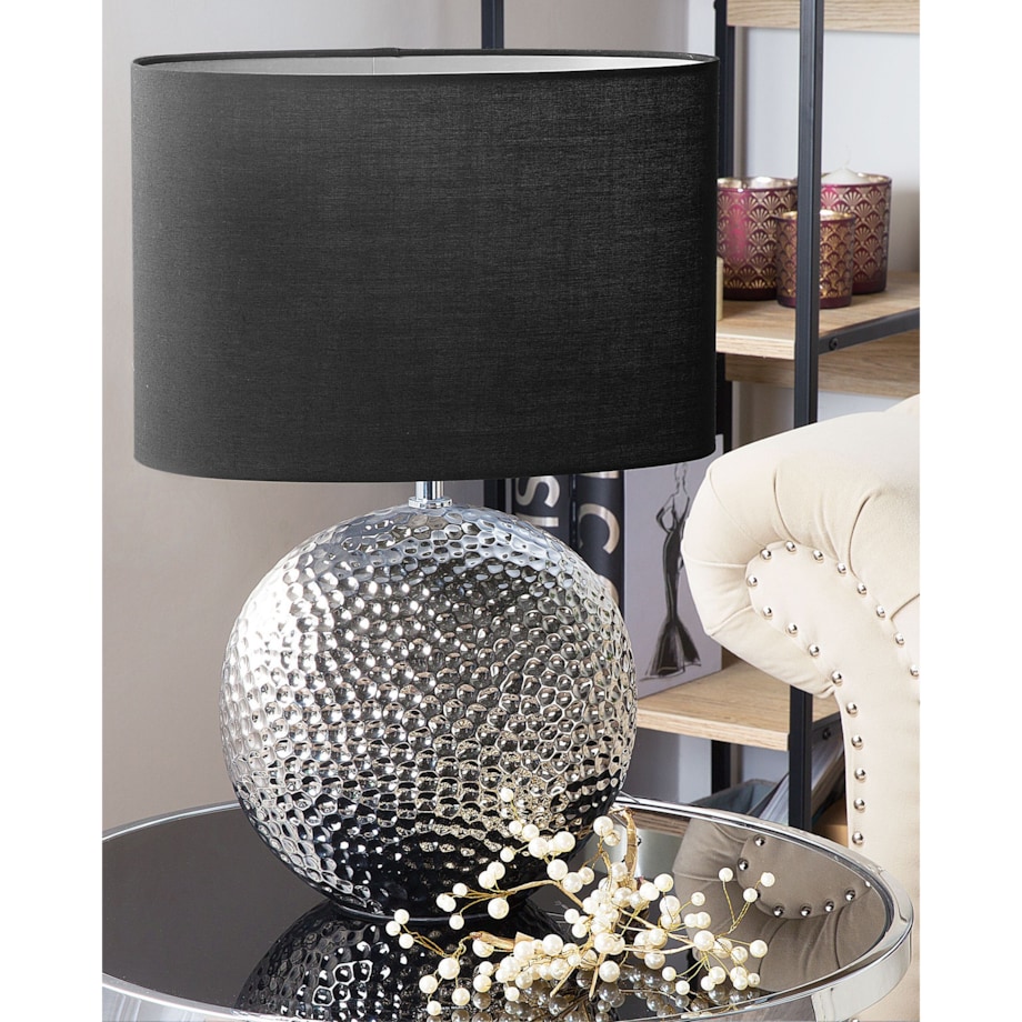 Lampka nocna ceramiczna srebrna NASVA