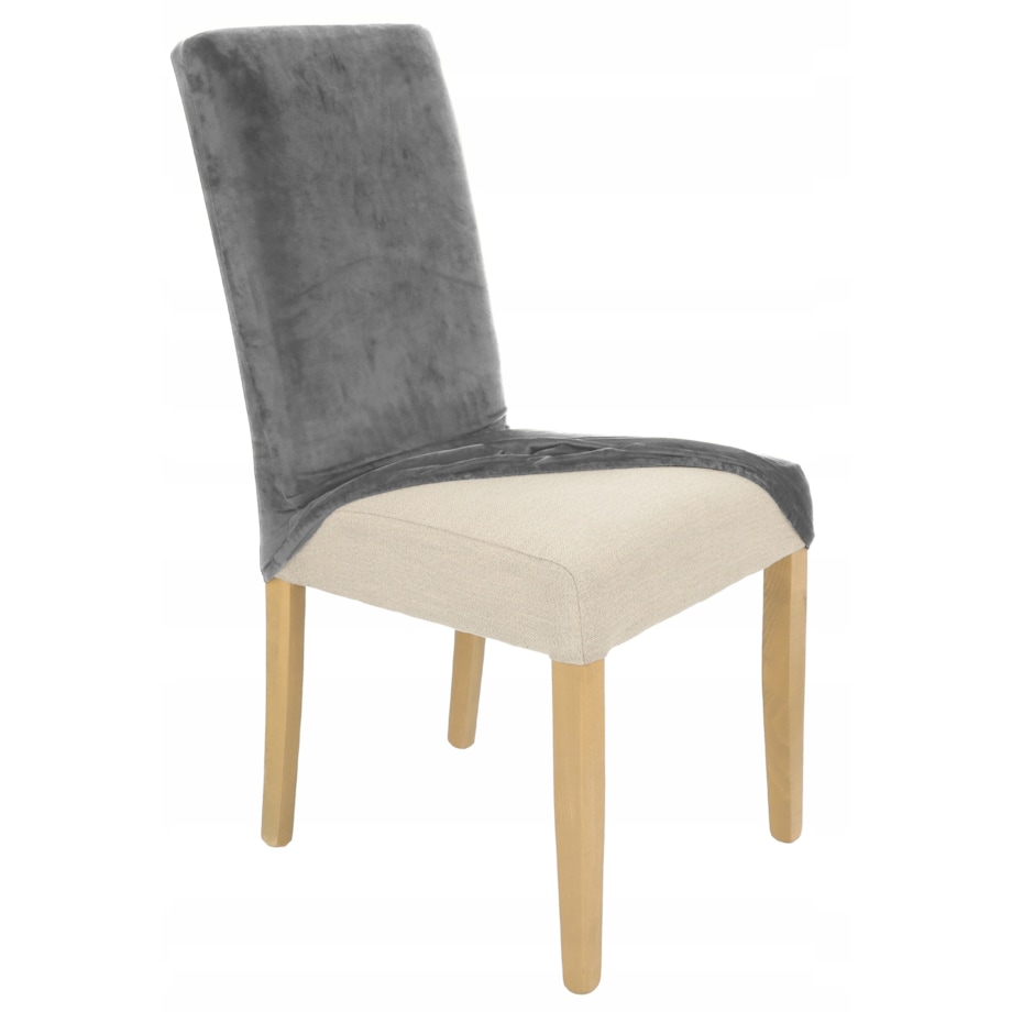 Pokrowiec na krzesło szary welur uniwersalny elastyczny