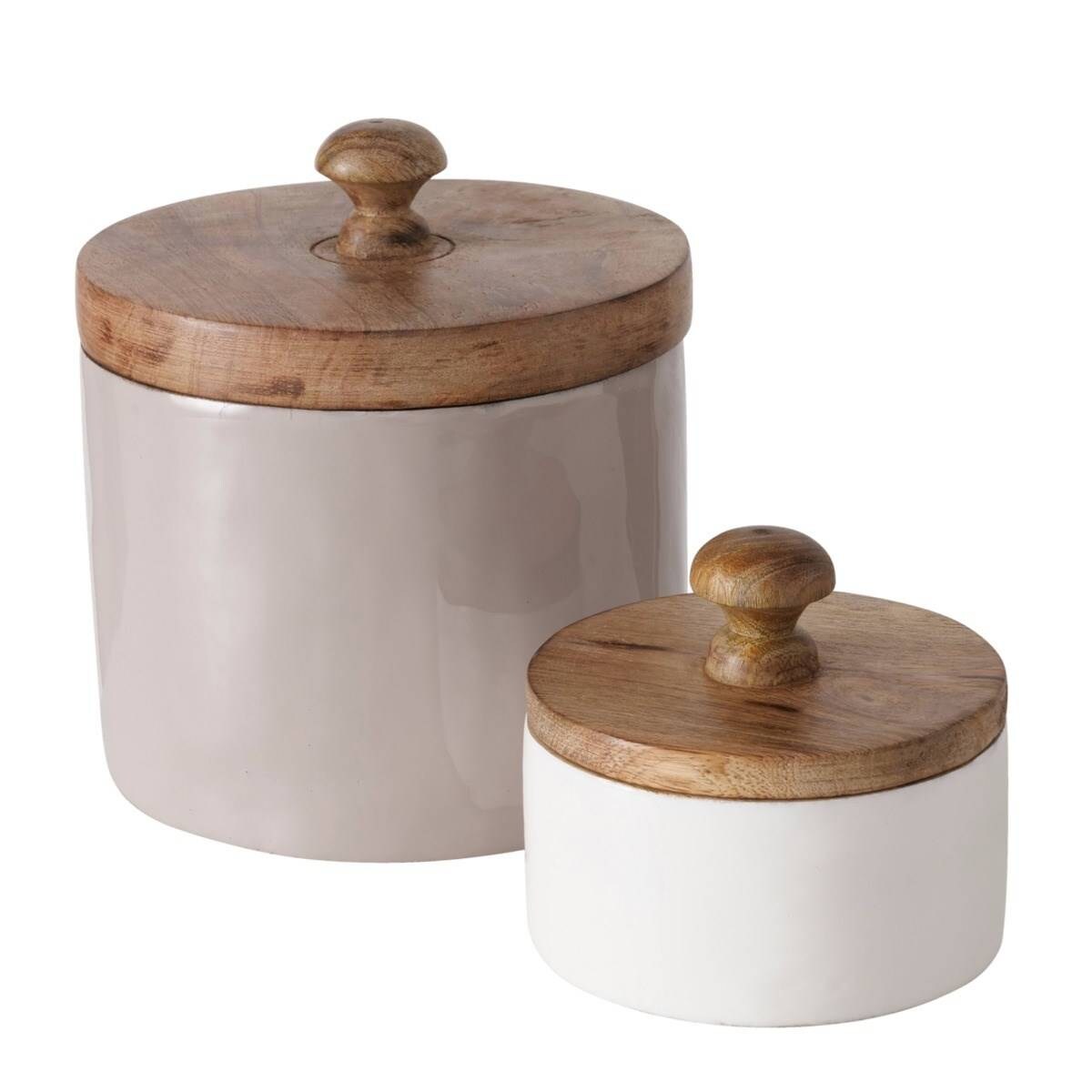 Pudełko do przechowywania Pelia, drewno mango, 2 sztuki