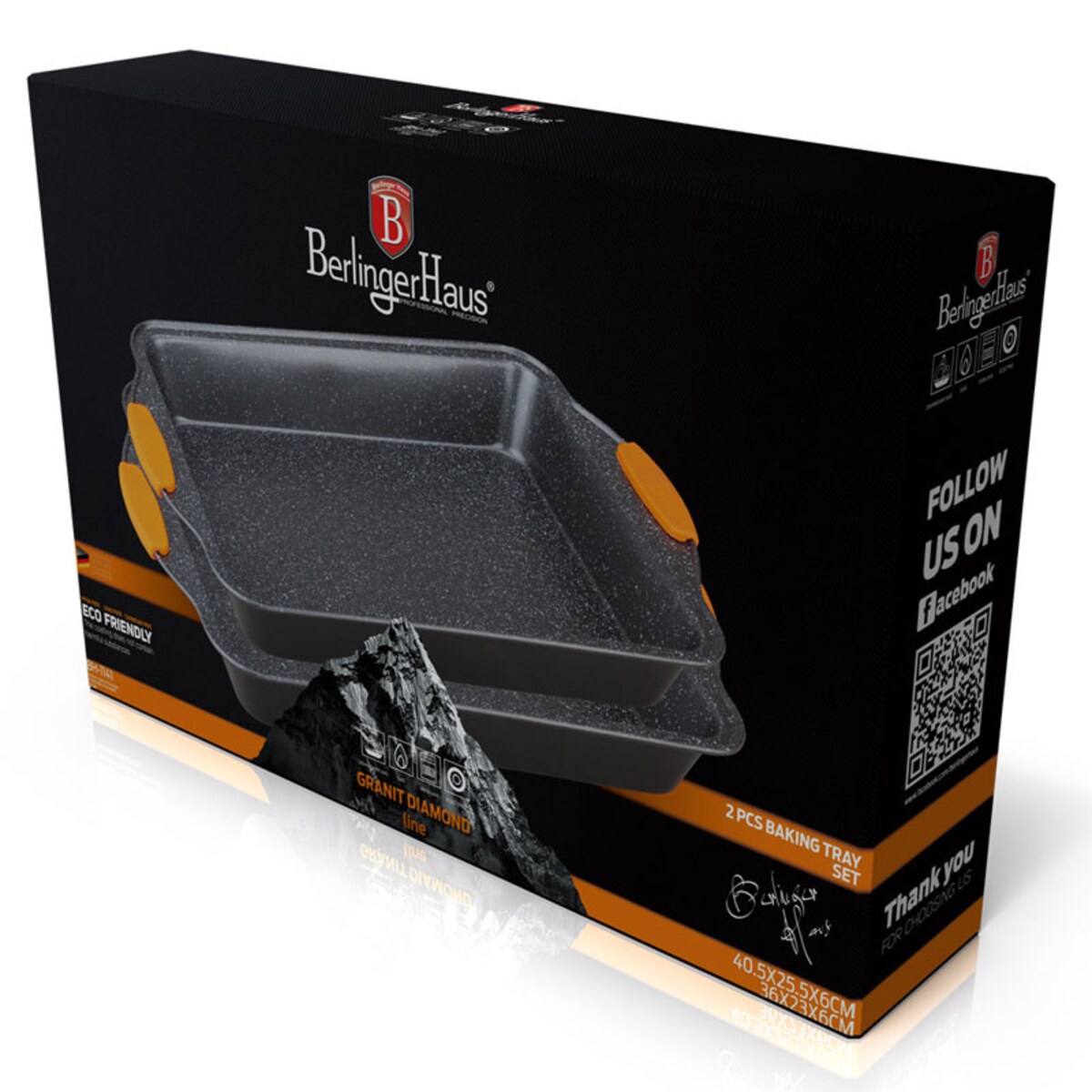 Zestaw 2 form do pieczenia ciasta BERLINGER HAUS Granit Diamond