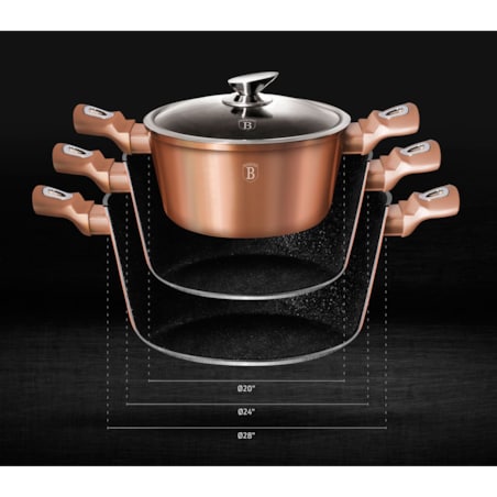Garnek 6L z pokrywką 28cm miedziany BerlingerHaus BH-1516