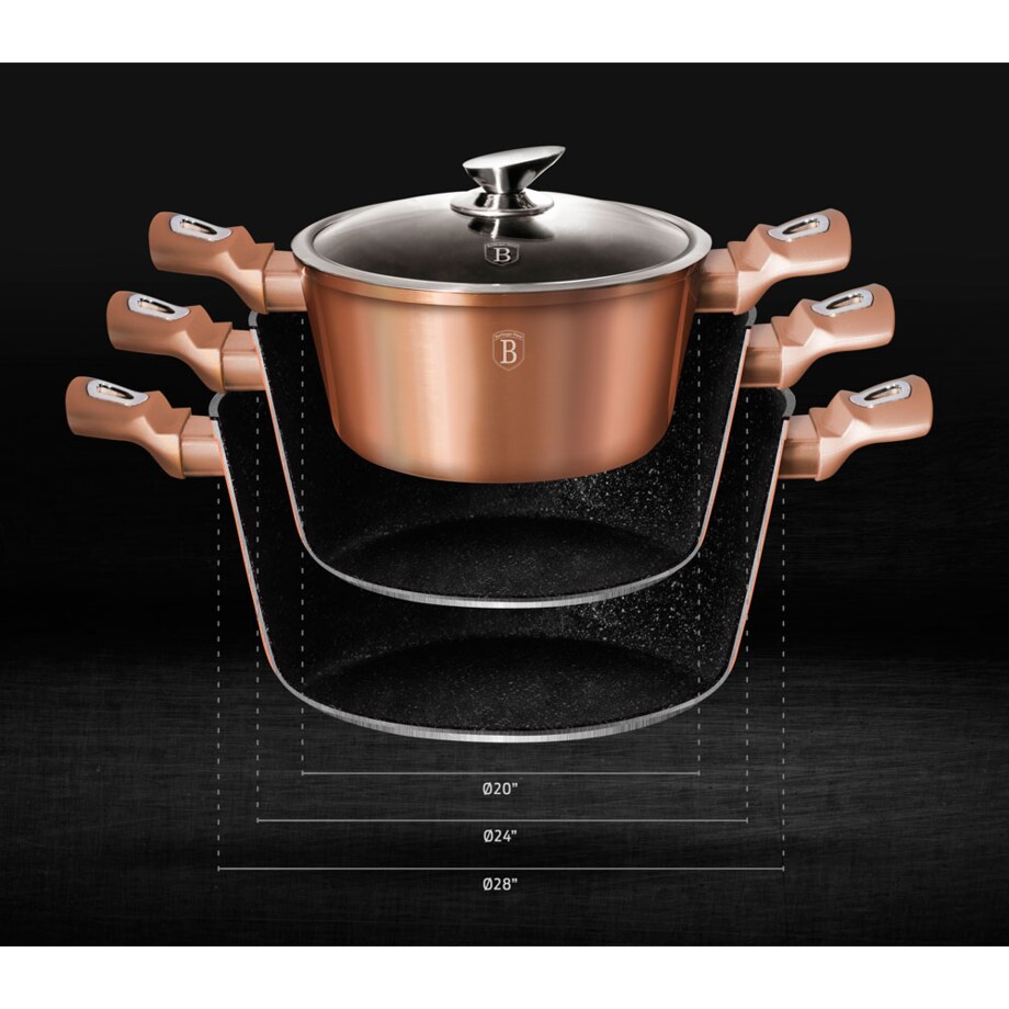 Garnek 6L z pokrywką 28cm miedziany BerlingerHaus BH-1516