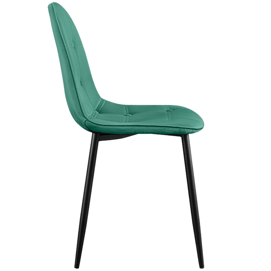 Krzesło tapicerowane welurowe pikowane do jadalni salonu z guzikami zielone