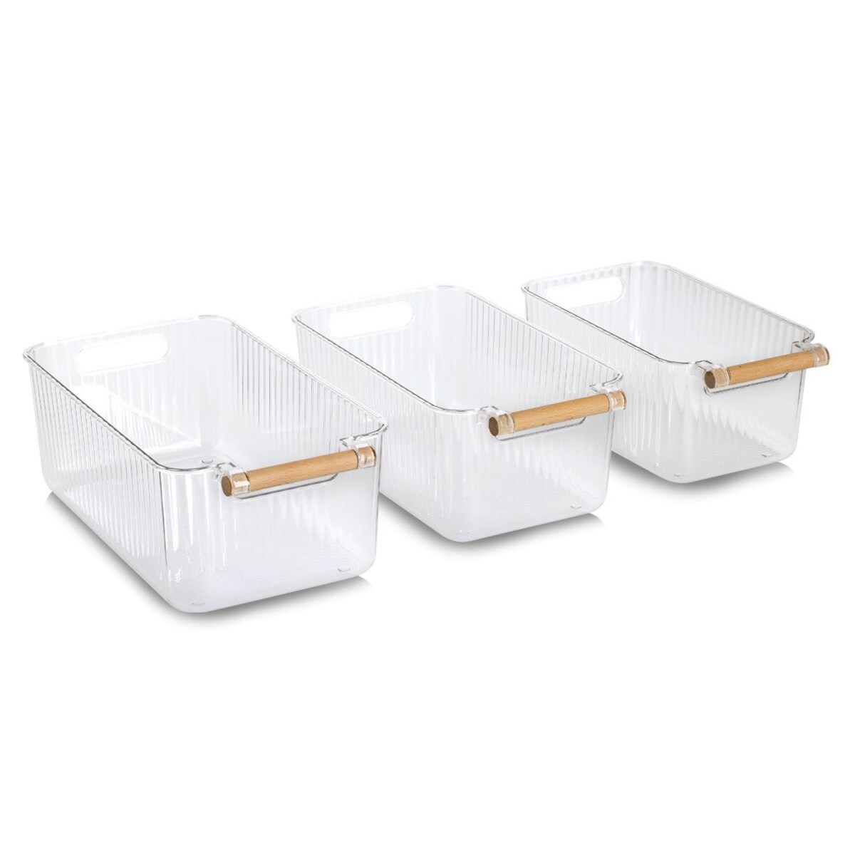 Zestaw organizerów 3 szt. 34x18x12 i 31x17x11,5 i 28x16x11 cm CLOE z bambusowym uchwytem