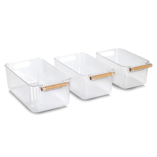 Zestaw organizerów 3 szt. 34x18x12 i 31x17x11,5 i 28x16x11 cm CLOE z bambusowym uchwytem