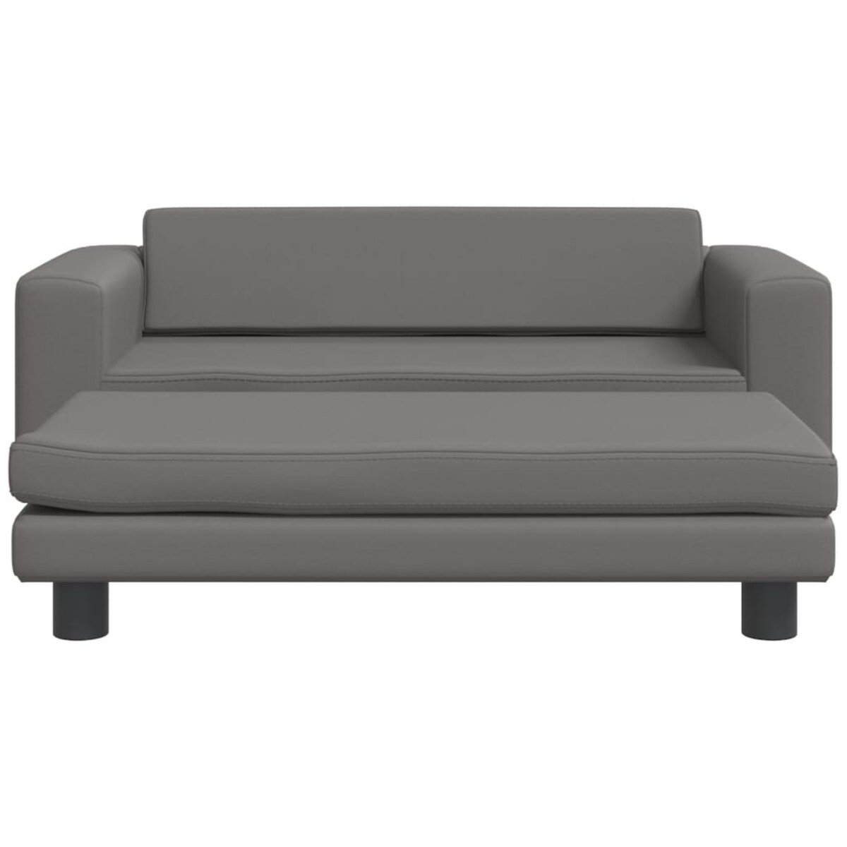 vidaXL Sofa dziecięca z podnóżkiem, szara, 100x50x30 cm, ekoskóra